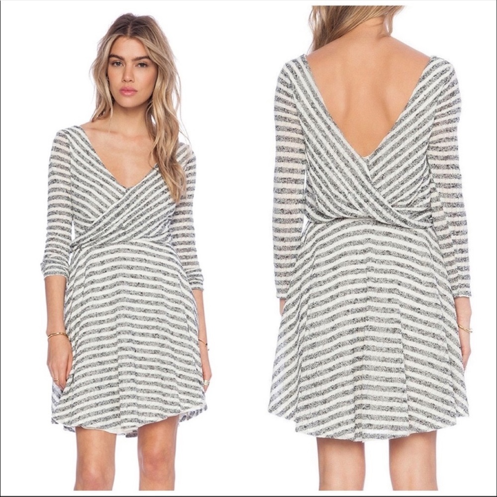 Free People Double V-Neck Striped Maverick Dress